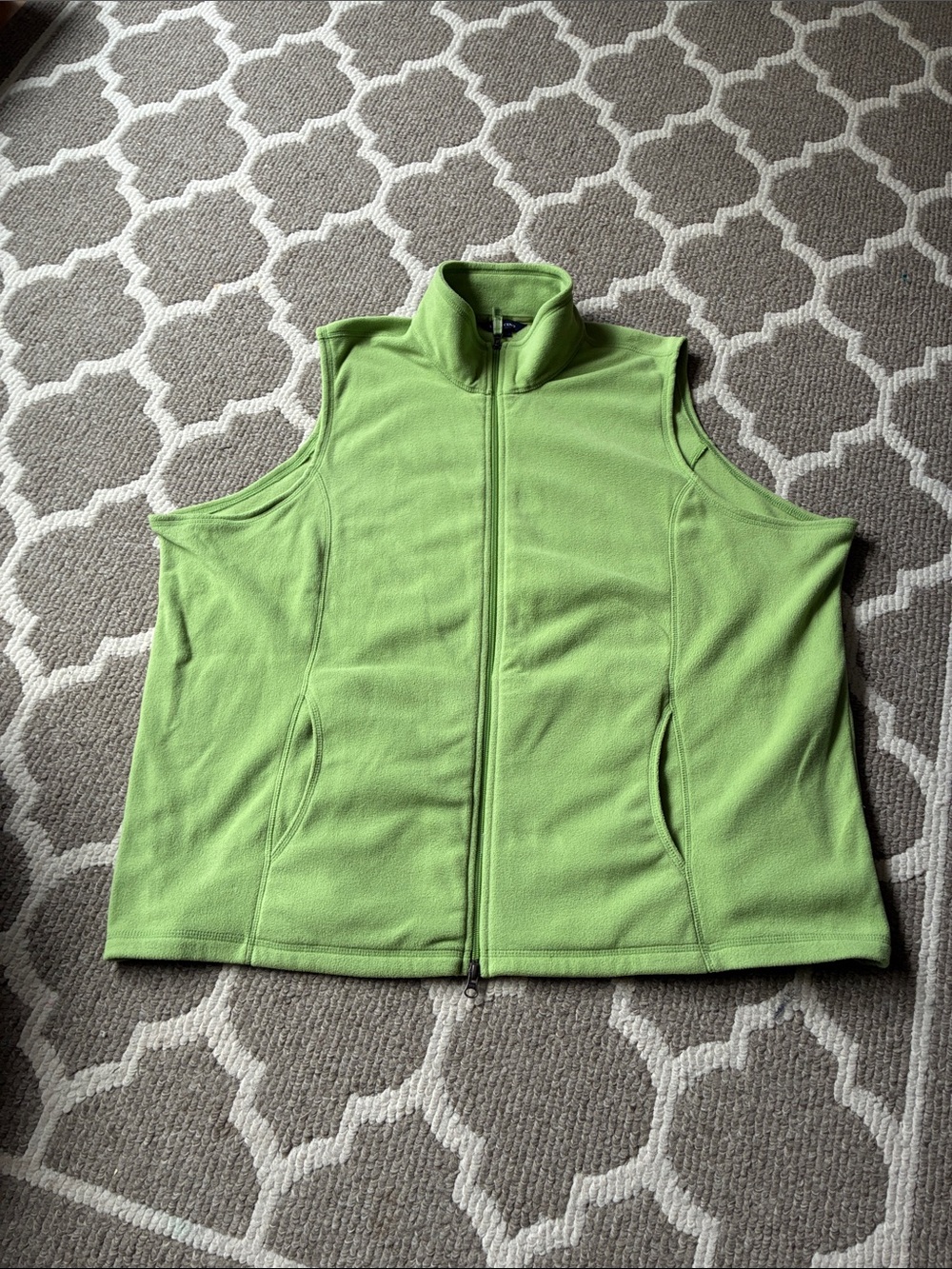 Lands' End Lime Green Full-Zip Fleece Vest